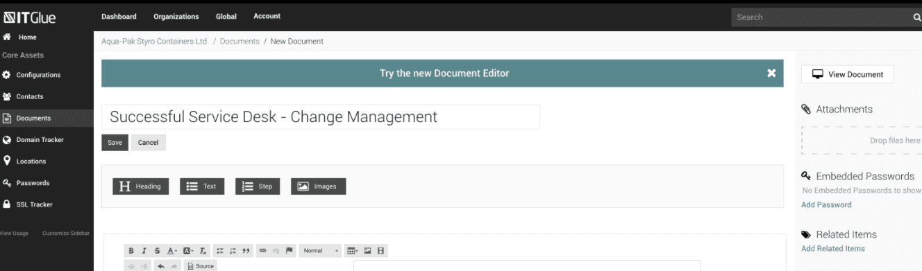 Feature Release: Enhanced Document Editor | IT Glue