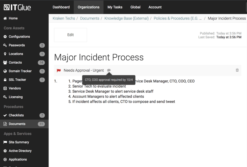 Using Flags + Workflows, Part 1 | IT Glue